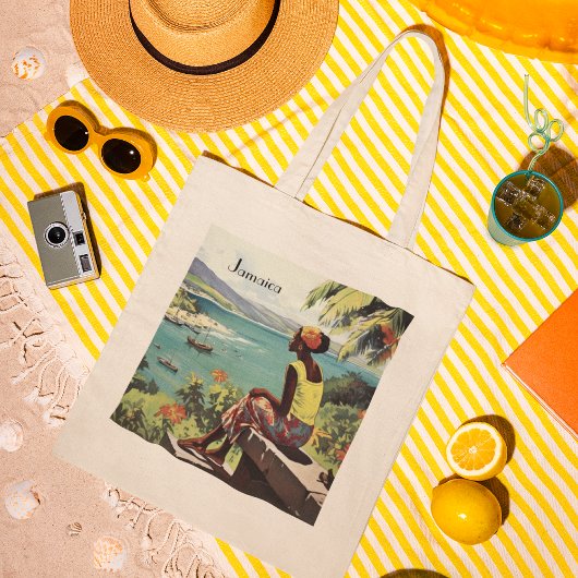 ヴィンテージ旅行ポスタージャマイカ人女性 トートバッグ