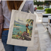 ヴィンテージ旅行ポスタージャマイカ人女性 トートバッグ