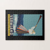 ヴィンテージ旅行ポスタースウェーデン、女性、雪、氷 ジグソーパズル (横)