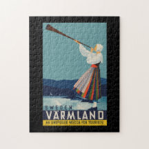 ヴィンテージ旅行ポスタースウェーデン、女性、雪、氷