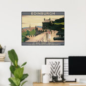 ヴィンテージ旅行ポスタースコットランドエディンバラ城 ポスター (ホームオフィス)