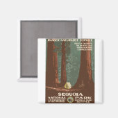ヴィンテージ旅行ポスターセコイア国立公園キャンプ マグネット (正面/裏面)
