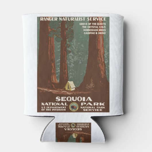 ヴィンテージ旅行ポスターセコイア国立公園キャンプ 缶クーラー (裏面)