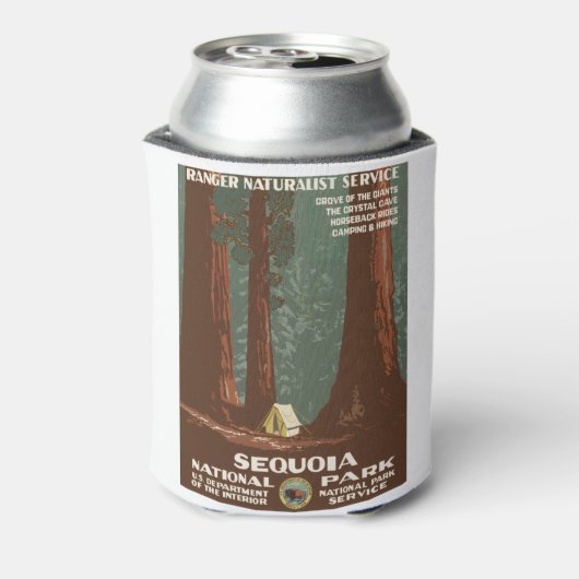 ヴィンテージ旅行ポスターセコイア国立公園キャンプ 缶クーラー (缶裏面)