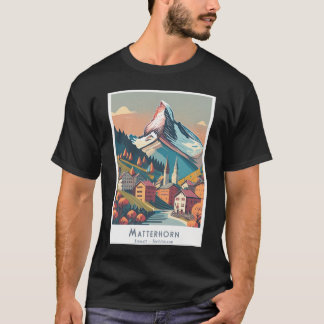 ヴィンテージ旅行ポスターツェルマットMatterhorn ミニマル - Tシャツ