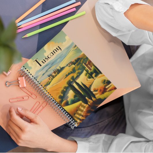 ヴィンテージ旅行ポスタートスカーナ、カスタマイズ可能 ノートブック