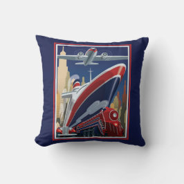 ヴィンテージ旅行ポスタートートバッグ クッション