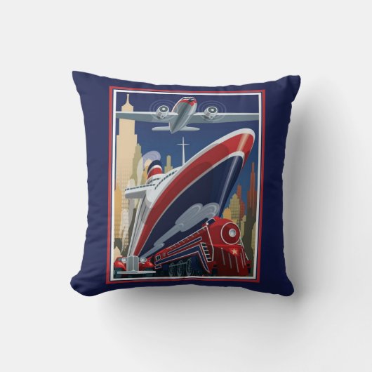 ヴィンテージ旅行ポスタートートバッグ クッション (正面)