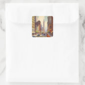 ヴィンテージ旅行ポスターニューヨーク スクエアシール (バッグ)