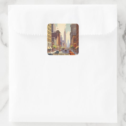 ヴィンテージ旅行ポスターニューヨーク スクエアシール (バッグ)