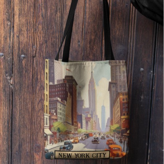 ヴィンテージ旅行ポスターニューヨーク トートバッグ