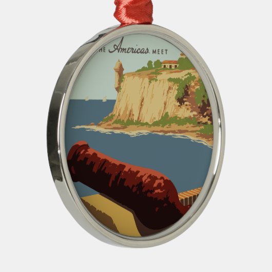 ヴィンテージ旅行ポスタープエルトリコ メタルオーナメント (右)