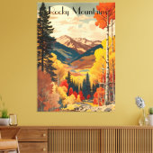 ヴィンテージ旅行ポスターロッキー山脈 キャンバスプリント (インサイチュ (リビング))