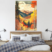 ヴィンテージ旅行ポスターロッキー山脈 キャンバスプリント (インサイチュ (寝室))