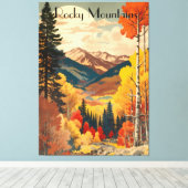 ヴィンテージ旅行ポスターロッキー山脈 キャンバスプリント (インサイチュ (ウッドフロア))