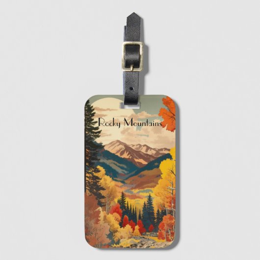 ヴィンテージ旅行ポスターロッキー山脈 ラゲッジタグ (正面縦)