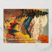 ヴィンテージ旅行ポスターロッキー山脈 箔シーズンポストカード (正面)