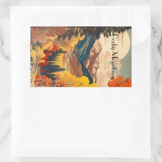 ヴィンテージ旅行ポスターロッキー山、カスタマイズ可能 長方形シール (バッグ)