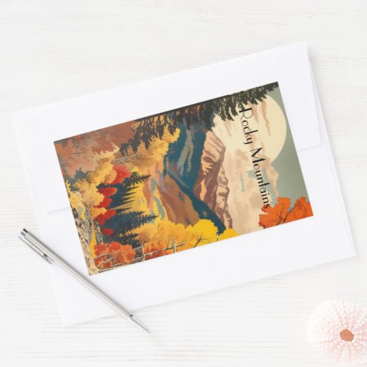 ヴィンテージ旅行ポスターロッキー山、カスタマイズ可能 長方形シール (封筒)