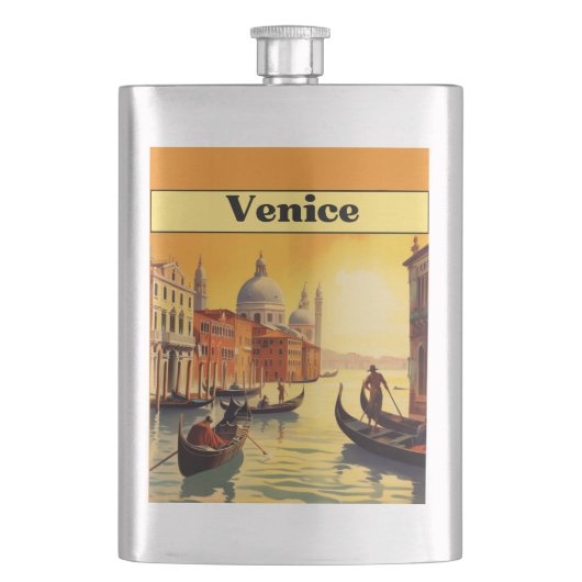 ヴィンテージ旅行ポスターヴェネツィア，イタリア フラスク (正面)