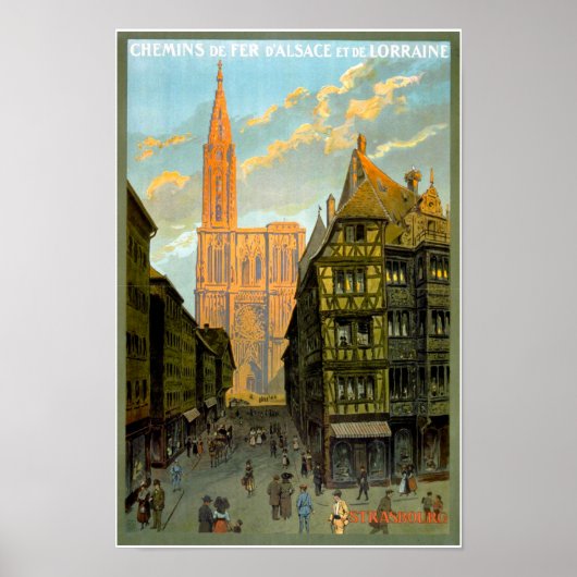 ヴィンテージ旅行ポスター大聖堂ストラスブールフランス ポスター (正面)