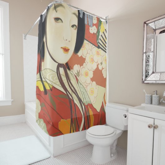 ヴィンテージ旅行ポスター大阪ジャパン シャワーカーテン (インサイチュ)