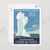 ヴィンテージ旅行ポスター、イエローストーン ポストカード (正面/裏面)