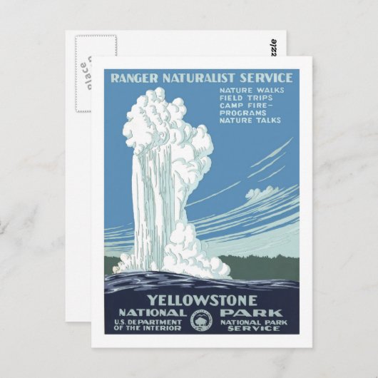 ヴィンテージ旅行ポスター、イエローストーン ポストカード (正面/裏面)