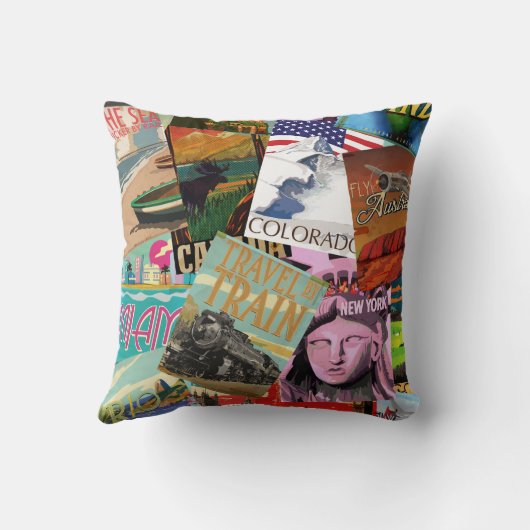 ヴィンテージ旅行ポスター クッション (裏面)