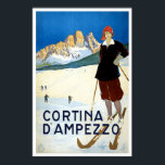ヴィンテージ旅行ポスター『コルティーナ・ダンペッツォ』 ポスター<br><div class="desc">素晴らしヴィンテージイタリアン旅行ポス広告ターのコルティーナ・ダンペッツォは、北イタリアのドロミテ州にあるスキー場。雪景色の中でスキーの女性を描いている。</div>