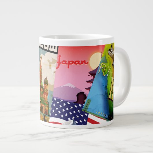 ヴィンテージ旅行ポスター ジャンボコーヒーマグカップ (正面右)