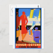 ヴィンテージ旅行ポスター: ドーバーオーステンデ ポストカード (正面/裏面)