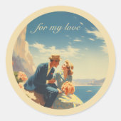 ヴィンテージ旅行ポスター、バレンタインのカスタマイズ ラウンドシール (正面)