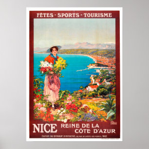 ヴィンテージ旅行ポスター – フランスニースコートダジュール ポスター
