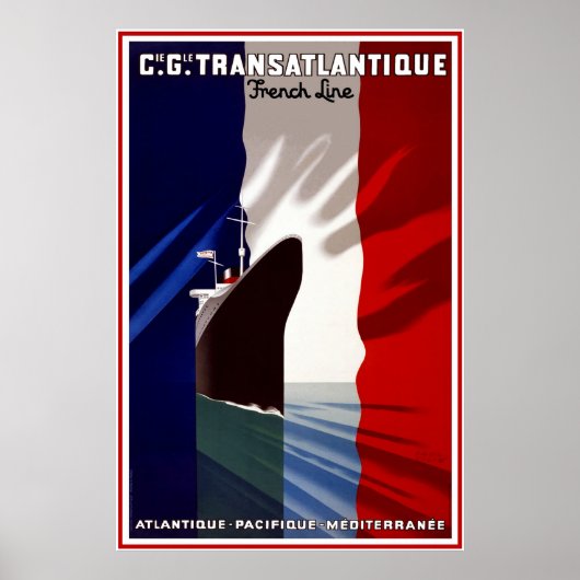ヴィンテージ旅行ポスター フランス客船 ポスター (正面)