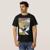 ヴィンテージ旅行ポスター、フランス・ニース上空の飛行機 Tシャツ (正面フル)