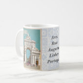 ヴィンテージ旅行ポスター。リスボンオーガスタ通りアーチ コーヒーマグカップ (正面左)