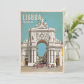 ヴィンテージ旅行ポスター。リスボンオーガスタ通りアーチ サンキューカード (スタンド正面)