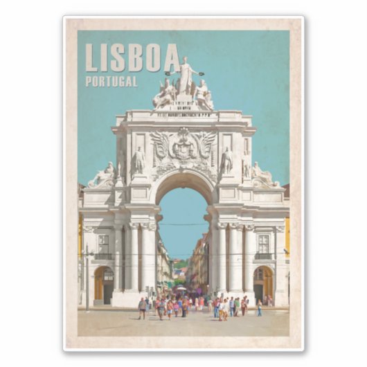 ヴィンテージ旅行ポスター。リスボンオーガスタ通りアーチ シール (正面)