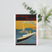 ヴィンテージ旅行ポスター：ロッテルダム – ニューヨーク ポストカード (スタンド正面)