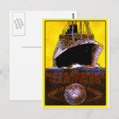 ヴィンテージ旅行ポスター：ワールドツアー海ライナー ポストカード (正面/裏面)