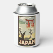 ヴィンテージ旅行ポスター – 日本の鹿 缶クーラー (缶裏面)
