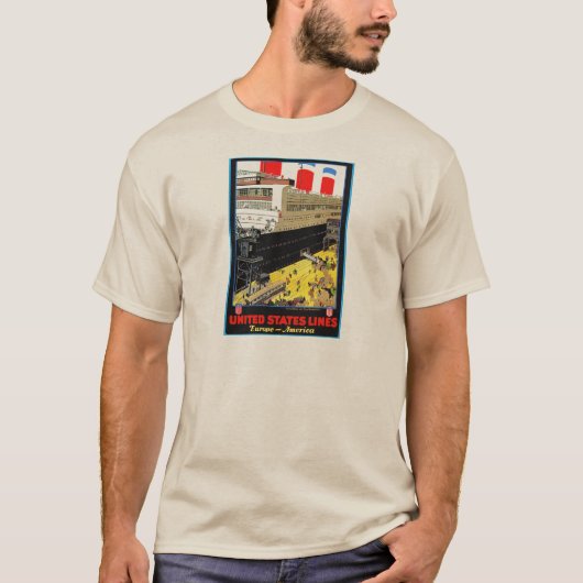 ヴィンテージ旅行ポスター: 米国ライン Tシャツ (正面)