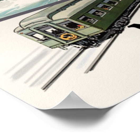 ヴィンテージ旅行ポスター。電車で旅行する ポスター (角)