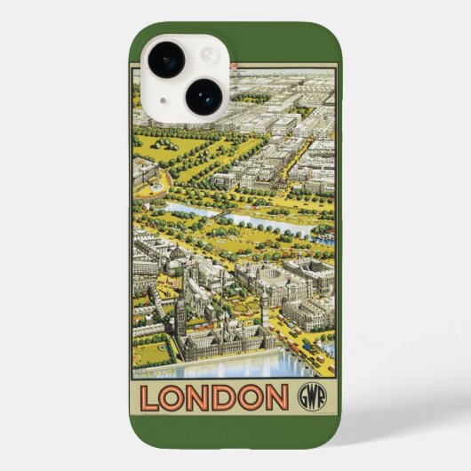 ヴィンテージ旅行ポスター、City of London Aerial View Case-Mate iPhoneケース (裏面)