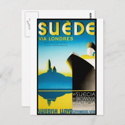 ヴィンテージ旅行ポスター: Londresを経てスエード ポストカード (正面/裏面)