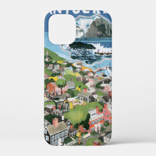 ヴィンテージ旅行ポスター、Nantucketの島、MAの地図 iPhone 12 Mini ケース