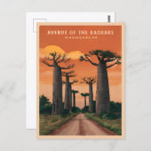 ヴィンテージ旅行マダガスカルバオバブの木の風景 ポストカード (正面/裏面)