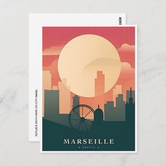 ヴィンテージ旅行マルセイユフランスレトロ観光 ポストカード (正面/裏面)