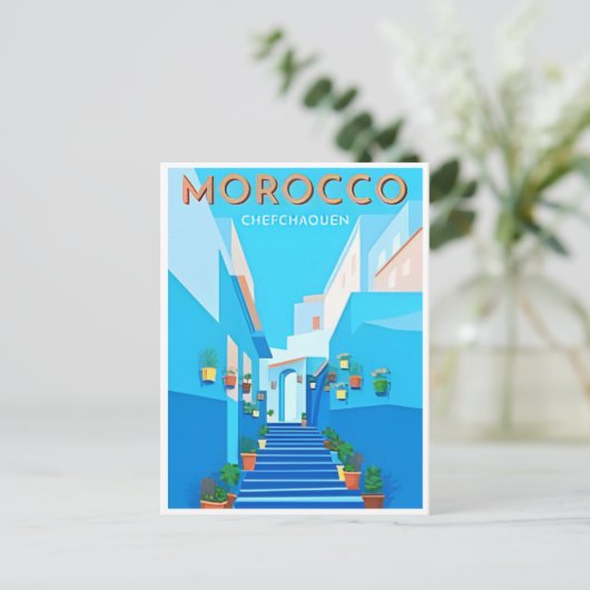 ヴィンテージ旅行モロッコマロク観光チェフチャウエン ポストカード (スタンド正面)